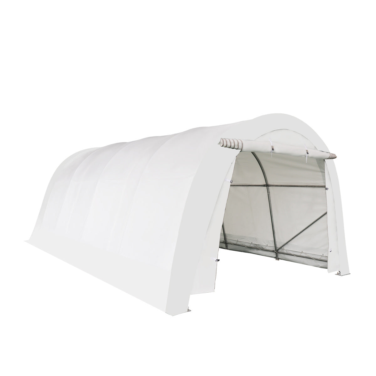 12×20 FT Rounded Roof Fabric Carport, 8 FT Peak High, 11 oz PE Fabric Cover