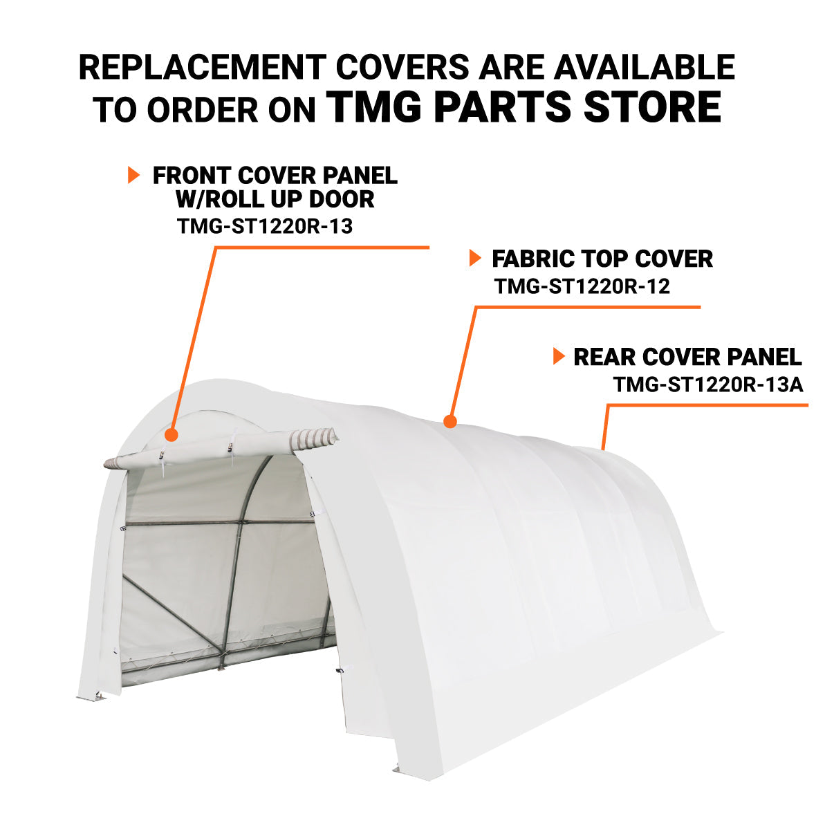 12×20 FT Rounded Roof Fabric Carport, 8 FT Peak High, 11 oz PE Fabric Cover