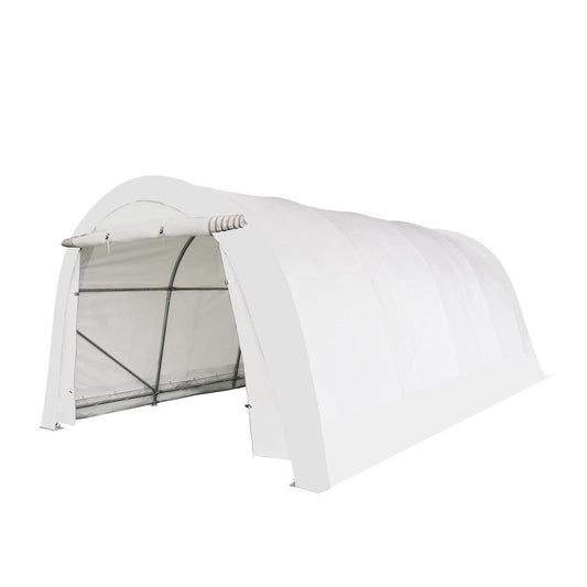 12×20 FT Rounded Roof Fabric Carport, 8 FT Peak High, 11 oz PE Fabric Cover