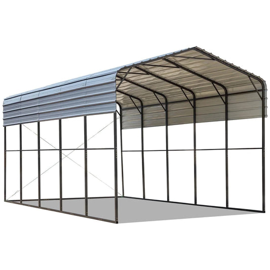 14×25 FT RV Metal Carport, 12.8 FT Peak High, 2x2 Inch Galvanized Steel Frame