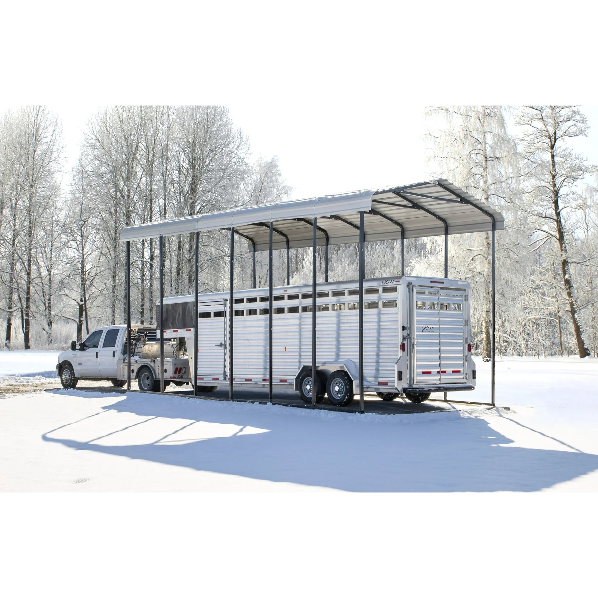 14×29 FT RV Metal Carport Kit, 14 FT Peak High, 2x3 Inch Galvanized Steel Frame