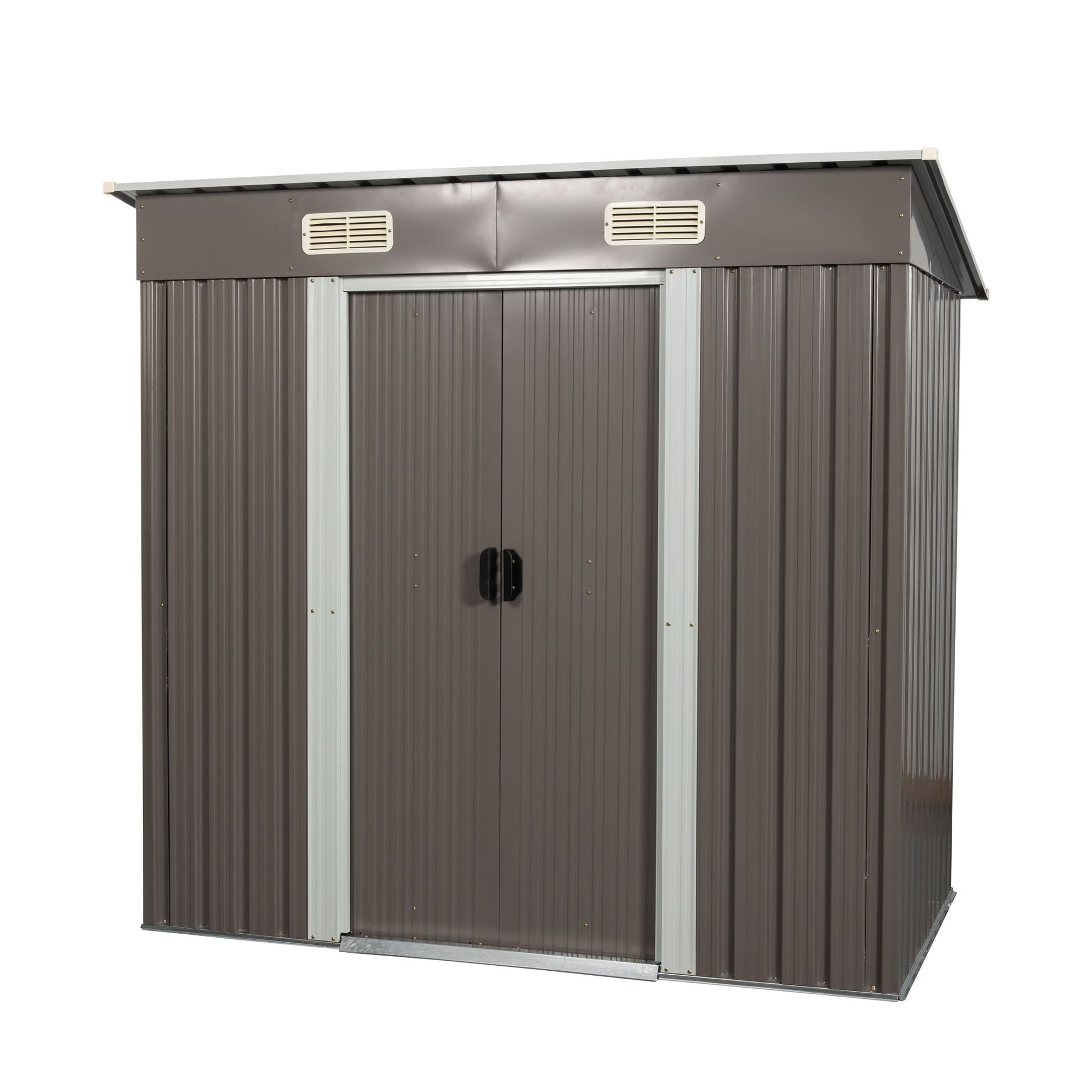 6x4 FT Metal Storage Shed, Sliding Door, Lean-to Roof, Gray