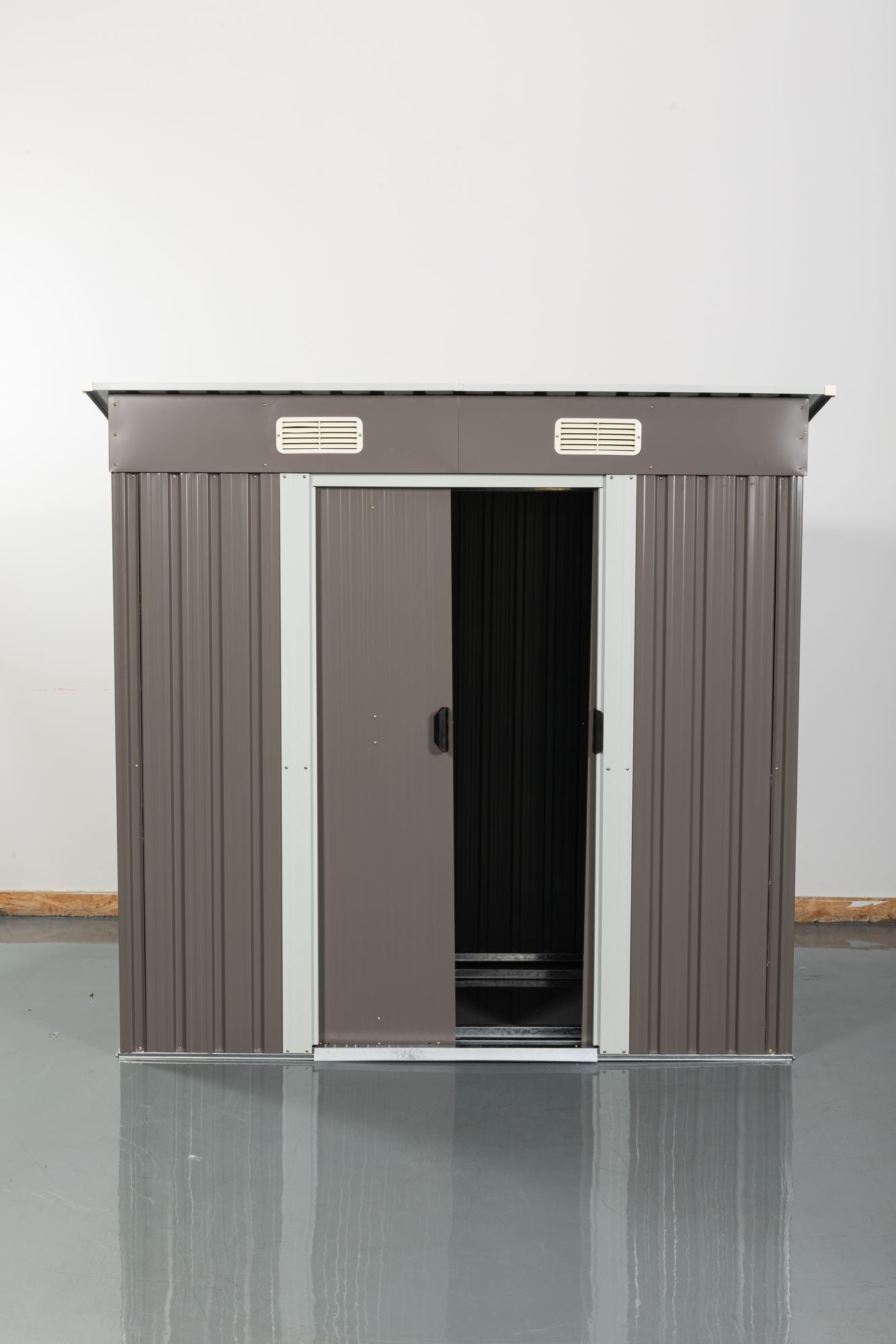 6x4 FT Metal Storage Shed, Sliding Door, Lean-to Roof, Gray