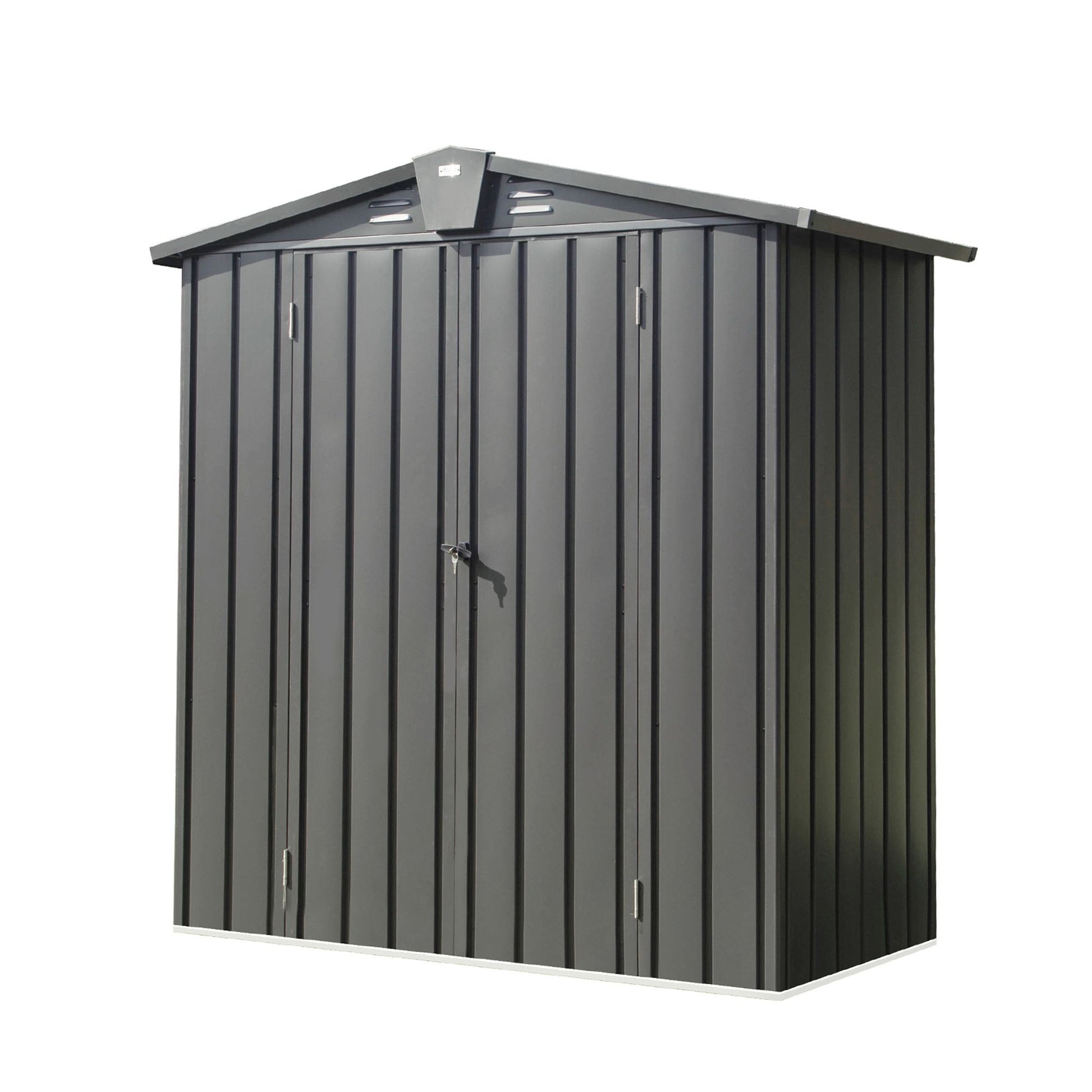 5.7x3 FT Metal Storage Shed, Double Open Door, Gable Roof, Black