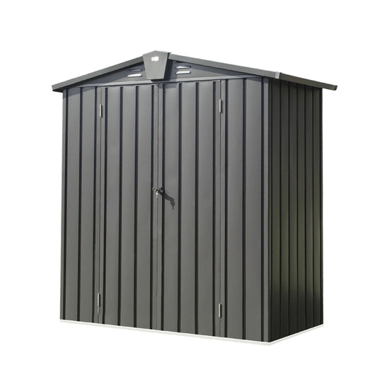 5.7x3 FT Metal Storage Shed, Double Open Door, Gable Roof, Black