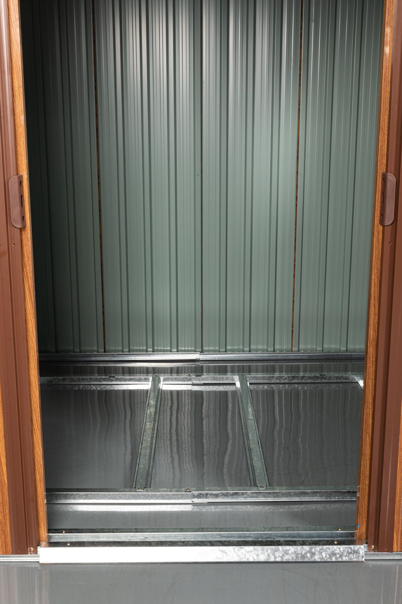 6x6 FT Metal Storage Shed, Window, Sliding Door, Gable Roof, Wood