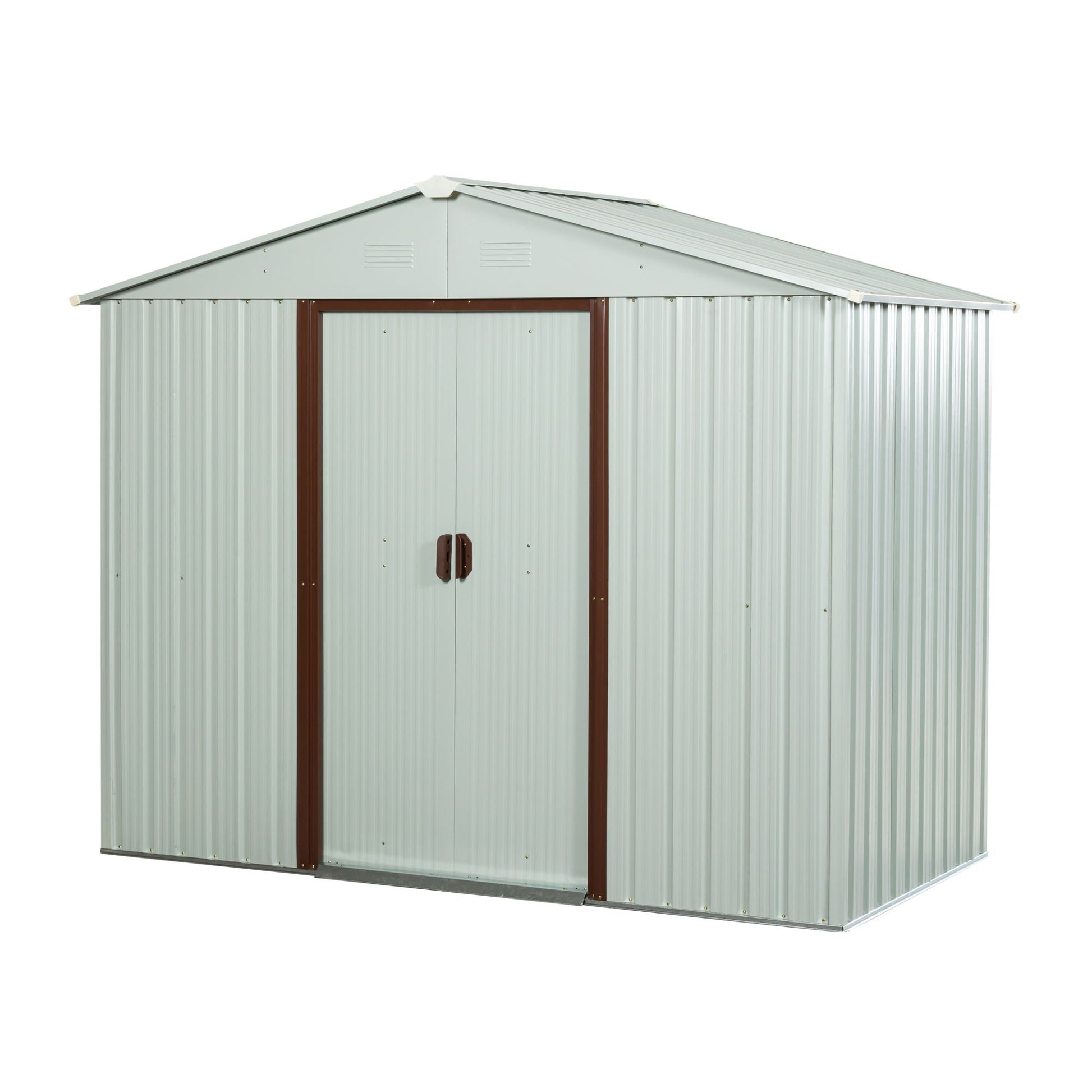 6x5 FT Metal Storage Shed, Sliding Door, Gable Roof, White