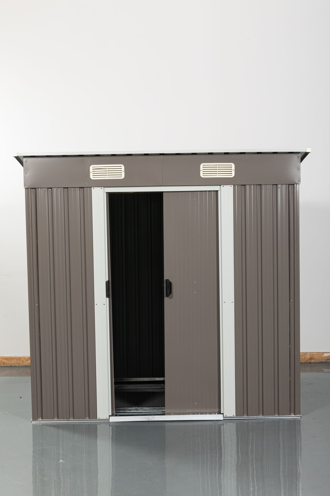 6x4 FT Metal Storage Shed, Sliding Door, Lean-to Roof, Gray