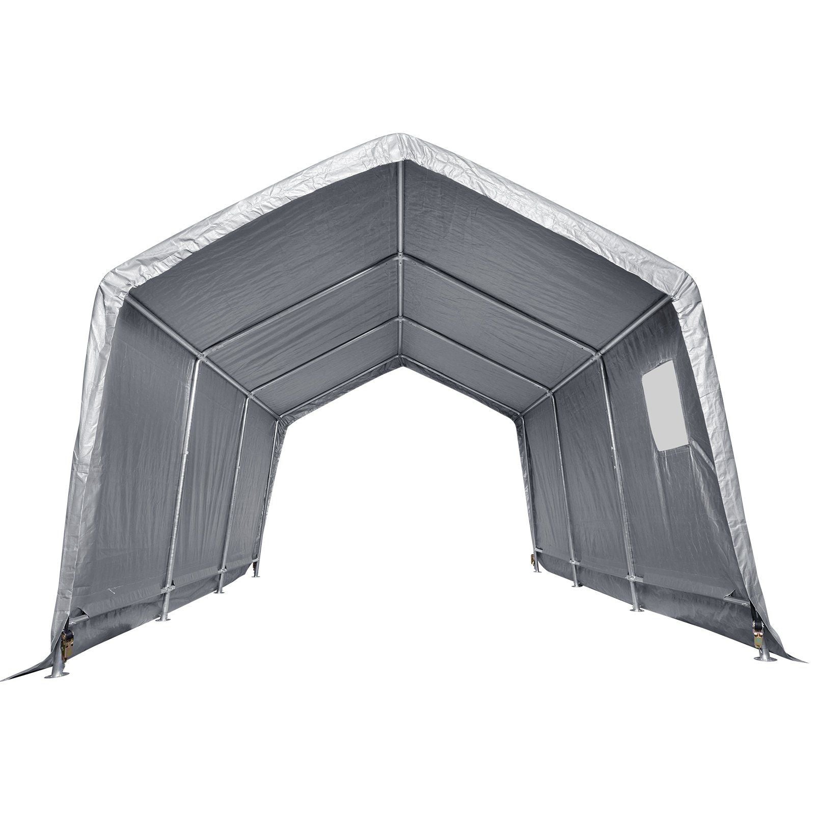 10x15 FT Fabric Carport, 8.46 oz Fabric, 8 FT Peak Height, Gray