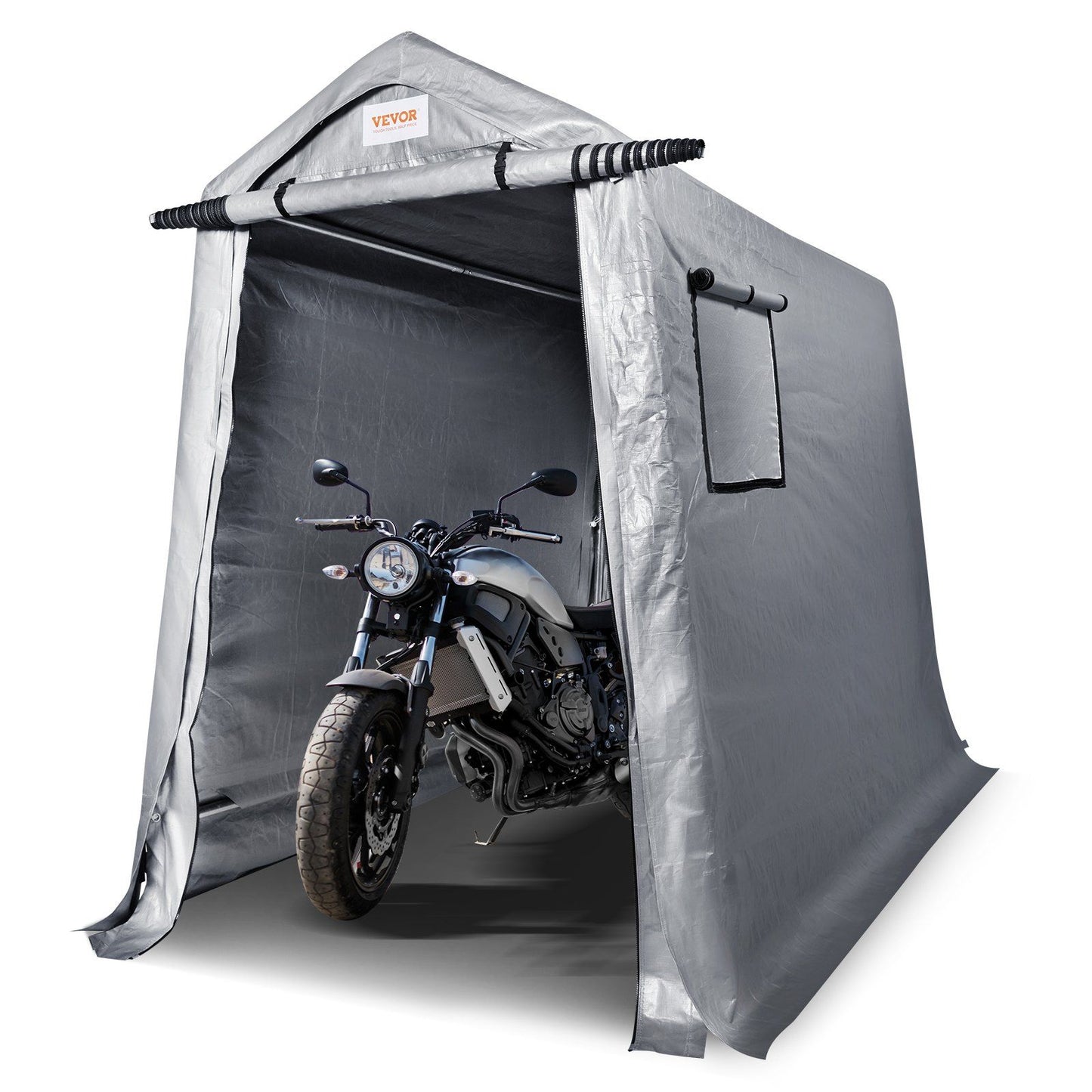 6x8 FT Fabric Carport, 8.46 oz Fabric, 7 FT Peak Height, Gray