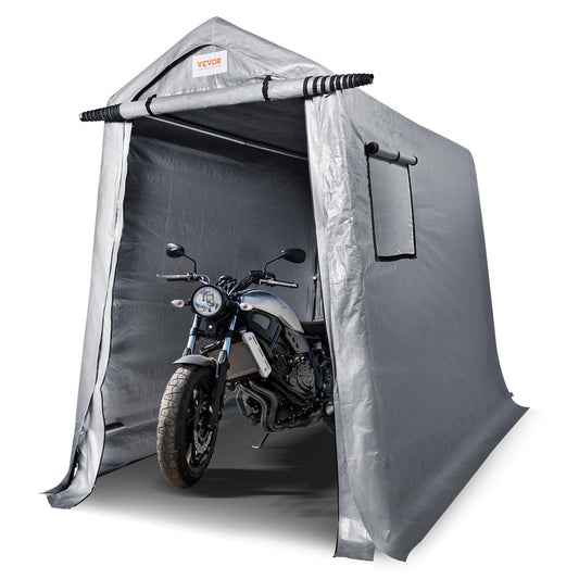 6x8 FT Fabric Carport, 8.46 oz Fabric, 7 FT Peak Height, Gray