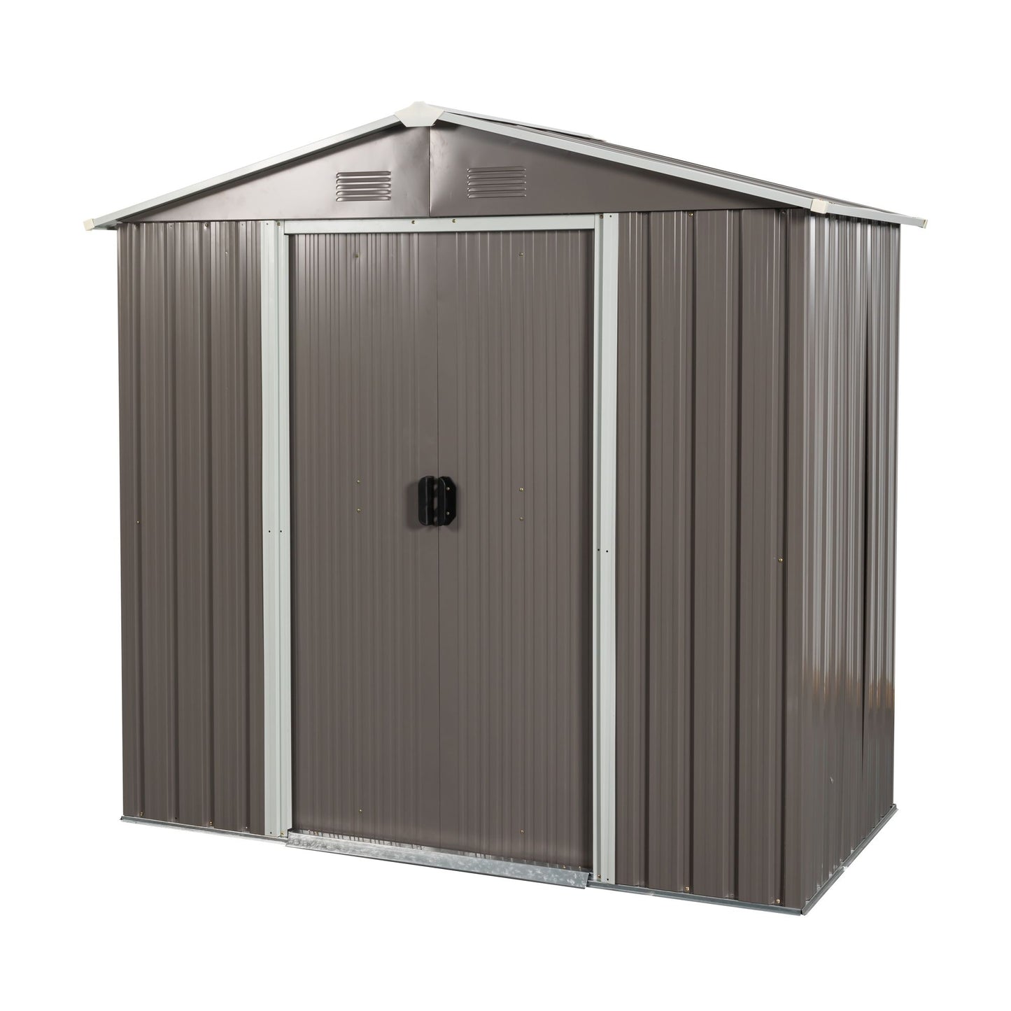 8x4 FT Metal Storage Shed, Sliding Door, Gable Roof, Gray