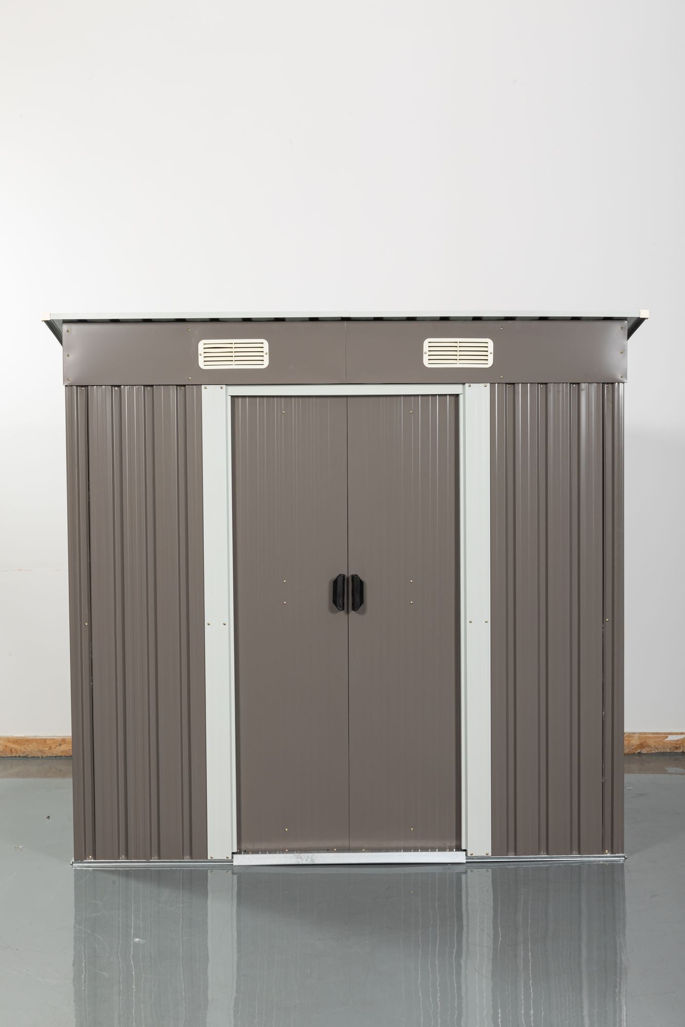 6x4 FT Metal Storage Shed, Sliding Door, Lean-to Roof, Gray