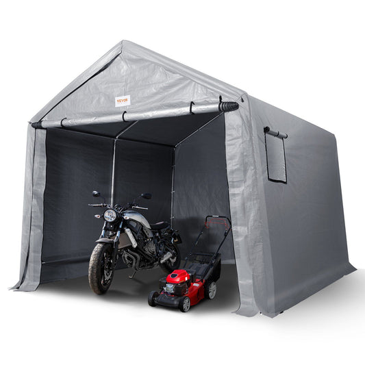 7x12 FT Fabric Carport, 8.46 oz Fabric, 7.36 FT Peak Height, Gray