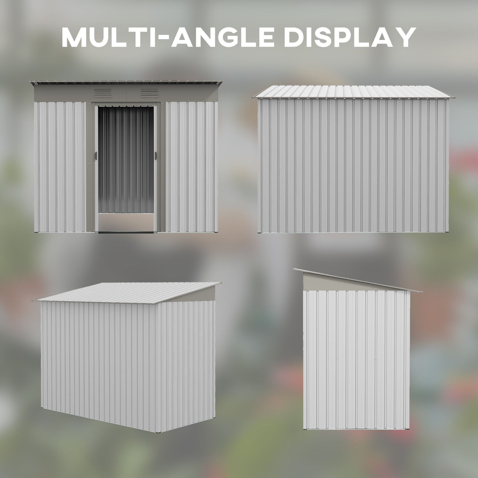 7x4 FT Metal Storage Shed, Sliding Door, Lean-to Roof, Gray