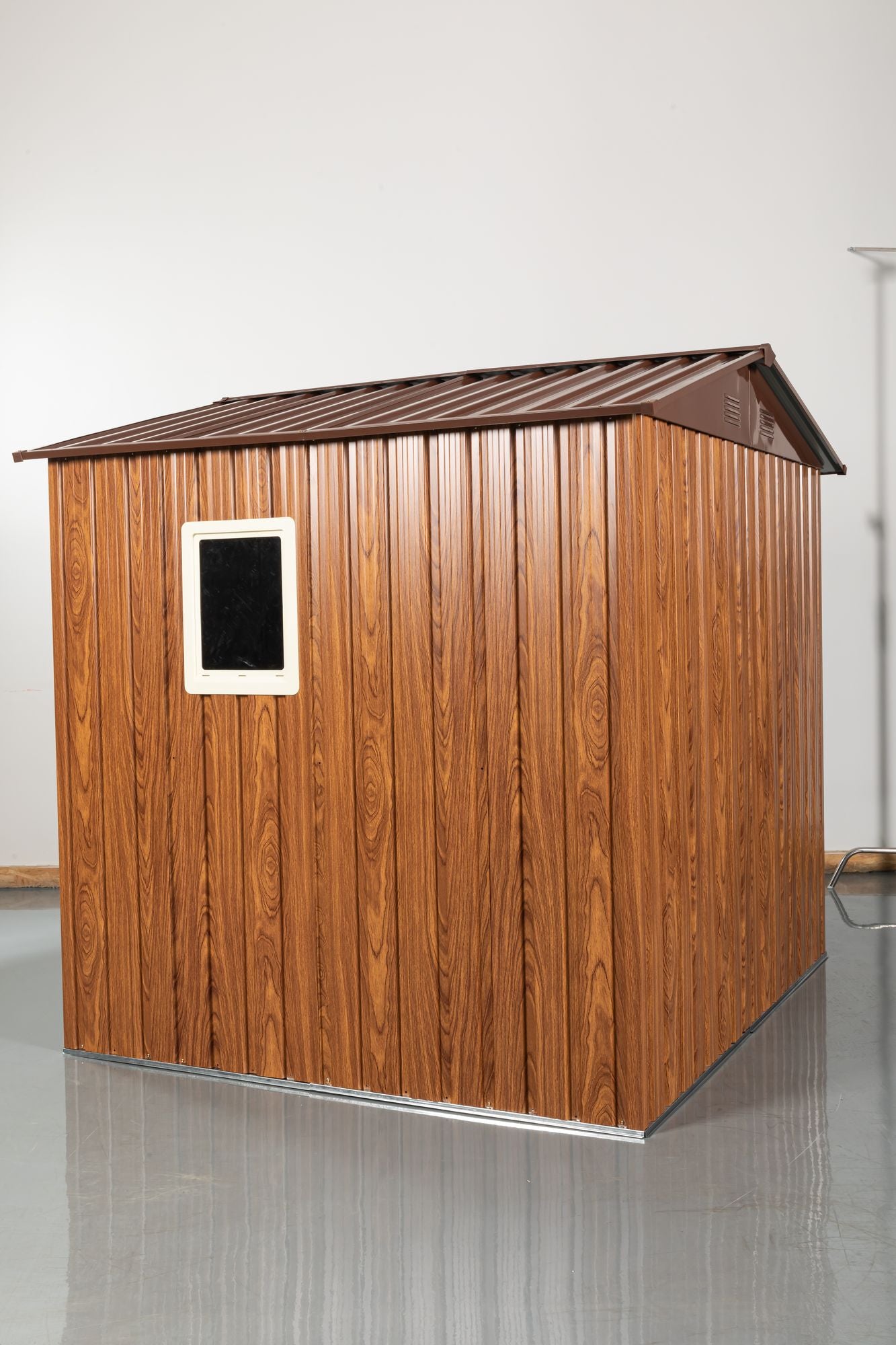 6x6 FT Metal Storage Shed, Window, Sliding Door, Gable Roof, Wood