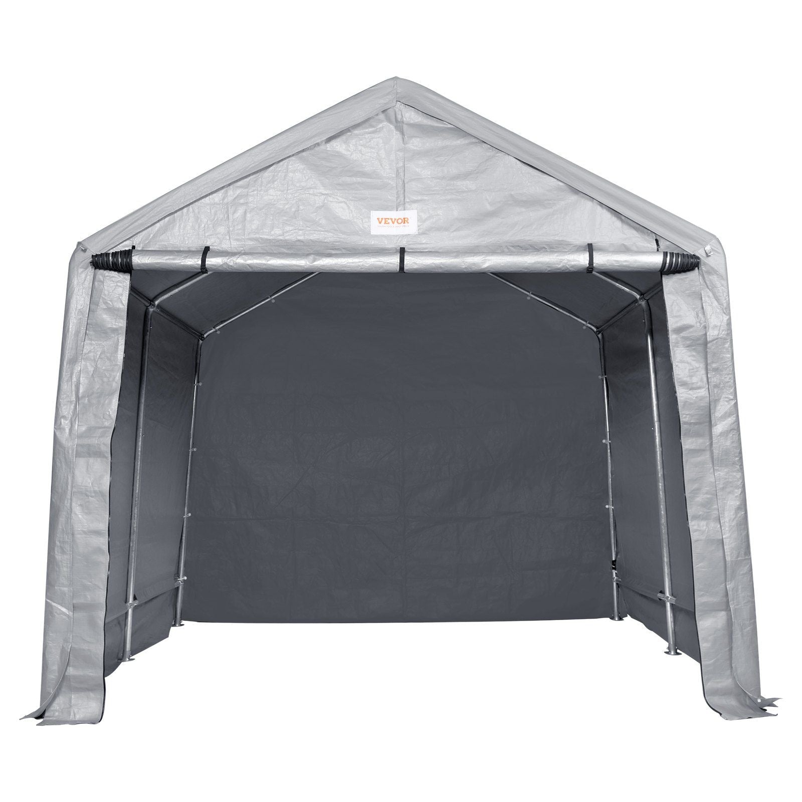 7x12 FT Fabric Carport, 8.46 oz Fabric, 7.36 FT Peak Height, Gray