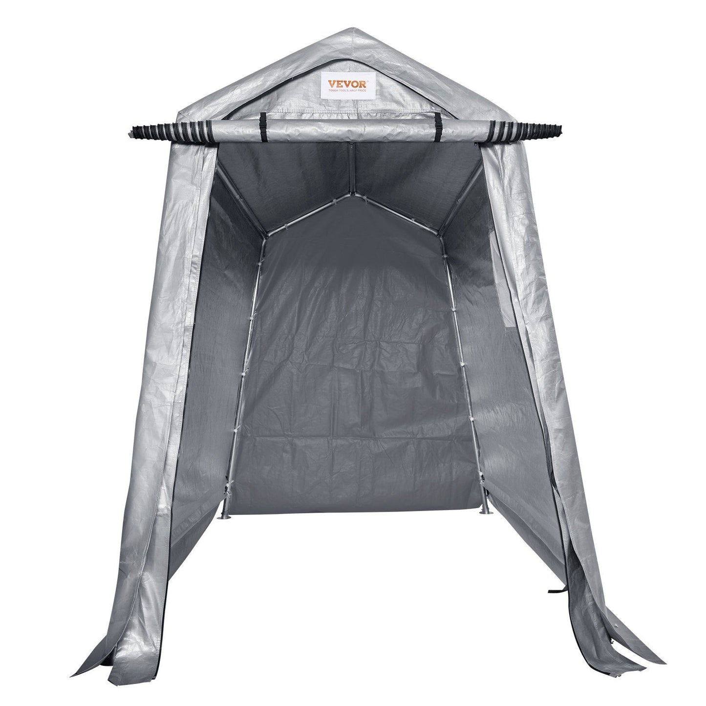 6x8 FT Fabric Carport, 8.46 oz Fabric, 7 FT Peak Height, Gray