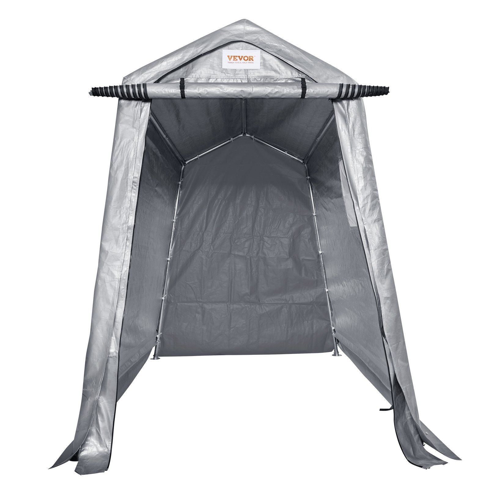6x8 FT Fabric Carport, 8.46 oz Fabric, 7 FT Peak Height, Gray