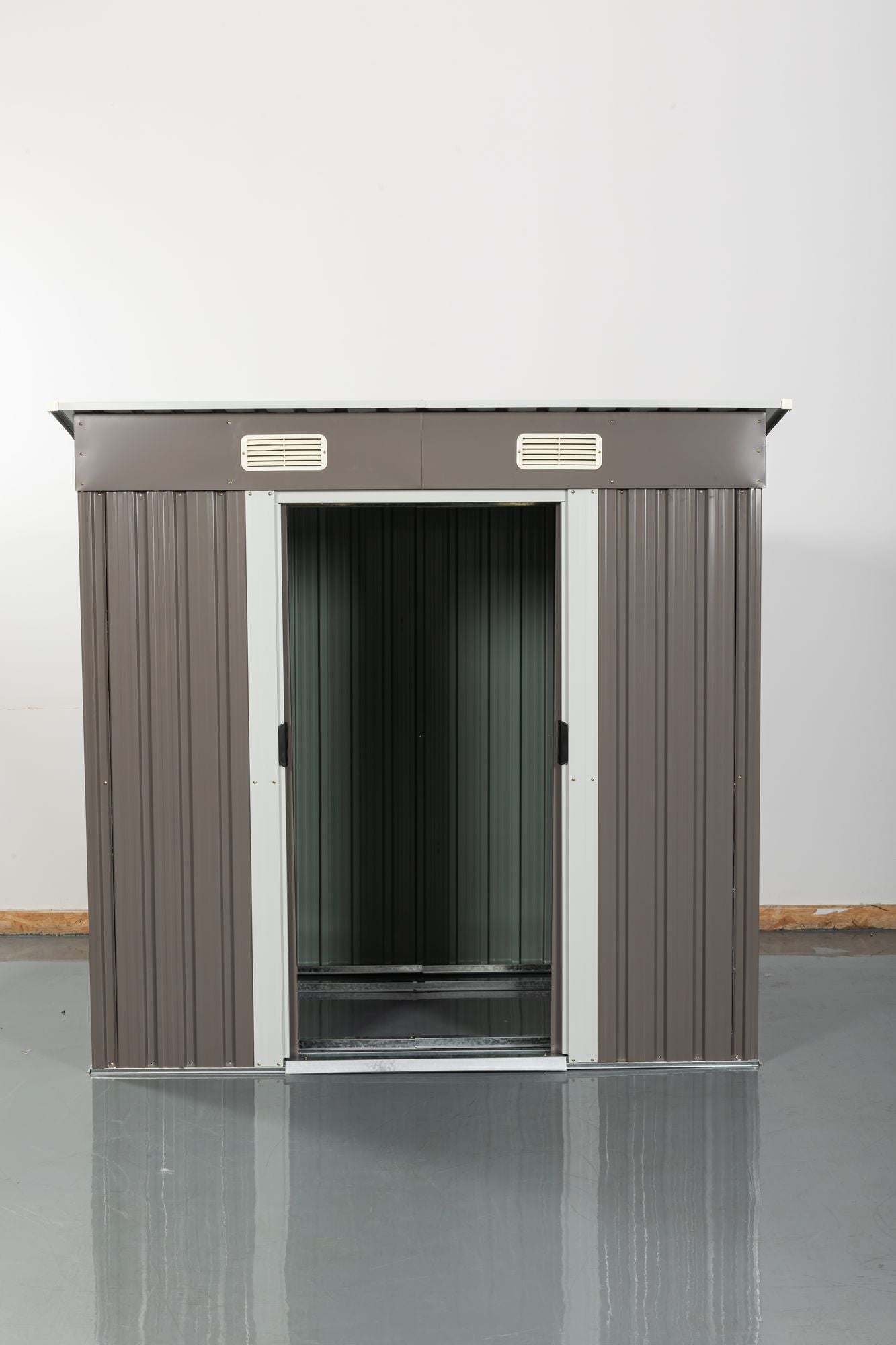 6x4 FT Metal Storage Shed, Sliding Door, Lean-to Roof, Gray