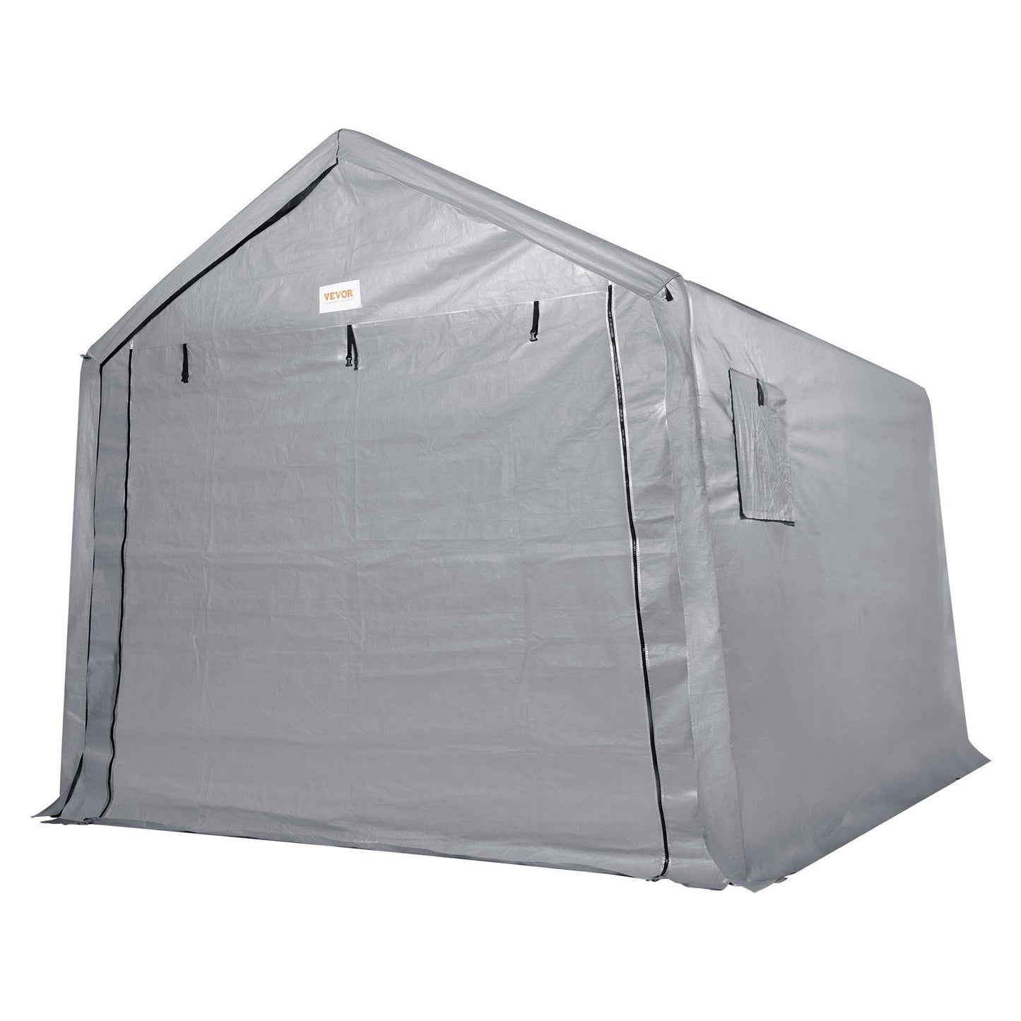 7x12 FT Fabric Carport, 8.46 oz Fabric, 7.36 FT Peak Height, Gray