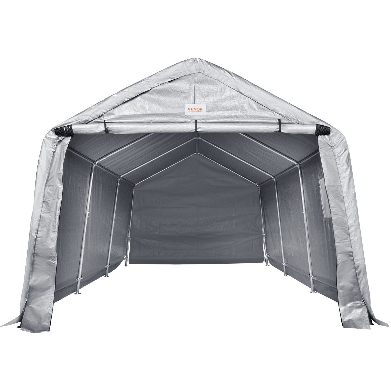 10x15 FT Fabric Carport, 8.46 oz Fabric, 8 FT Peak Height, Gray