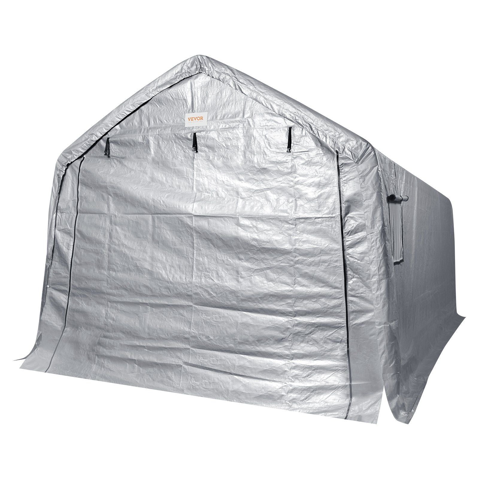 10x15 FT Fabric Carport, 8.46 oz Fabric, 8 FT Peak Height, Gray
