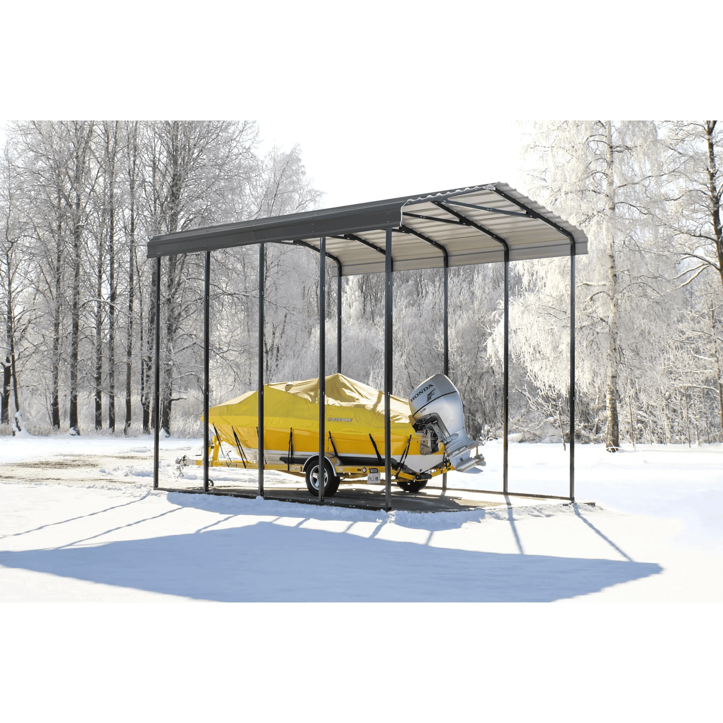 14×20 FT RV Metal Carport Kit, 14 FT Peak High, 2x3 Inch Galvanized Steel Frame