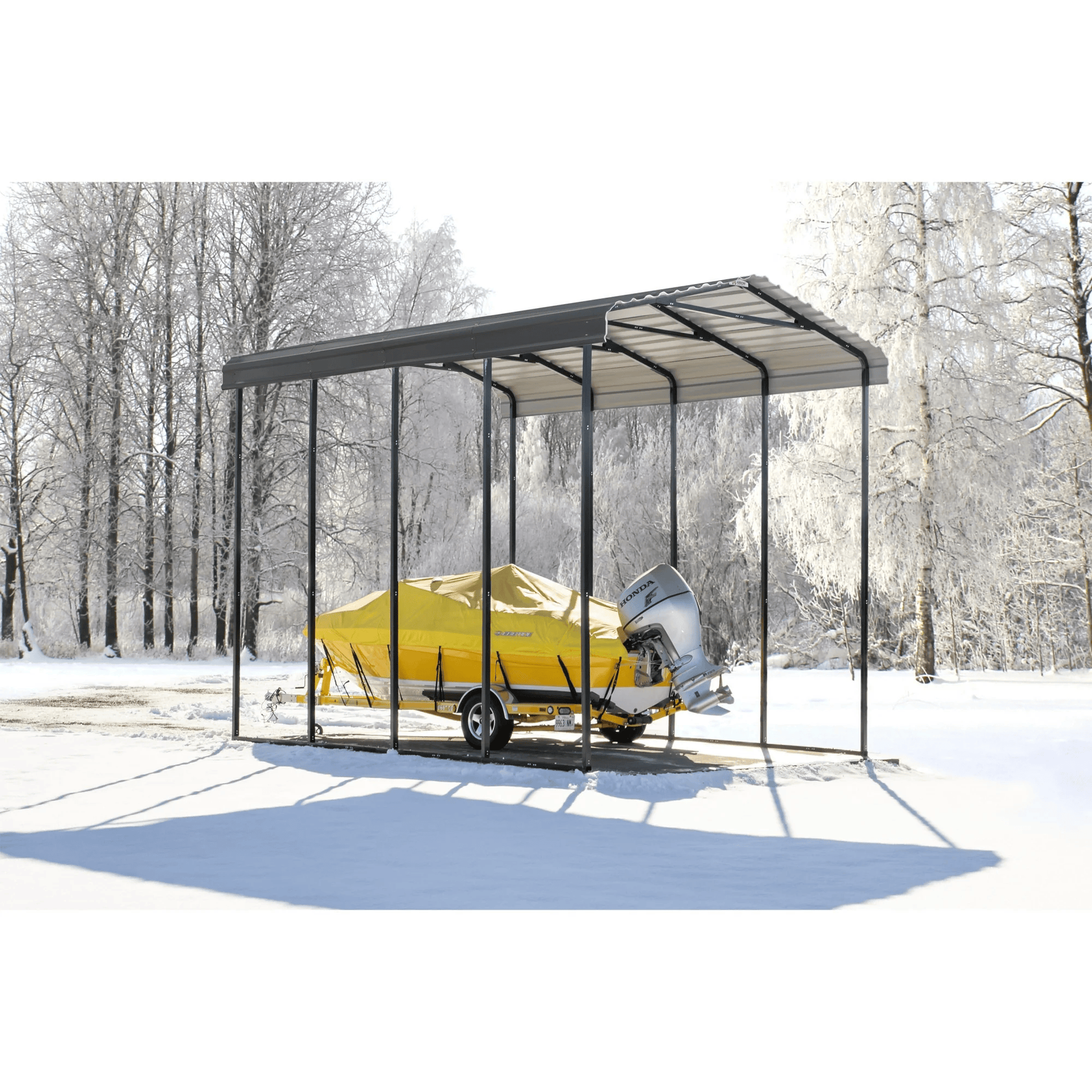 14×20 FT RV Metal Carport Kit, 14 FT Peak High, 2x3 Inch Galvanized Steel Frame